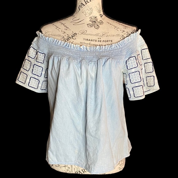 🍓 4 for $25 Ecru Lab. Off the shoulder, 100% cotton, boho top - Picture 3 of 8